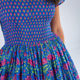 Lil Smocked Mini Dress - Garden Mix Blue Green