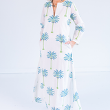 Rafters Long Sleeve Maxi Dress - Palm Tile Blue