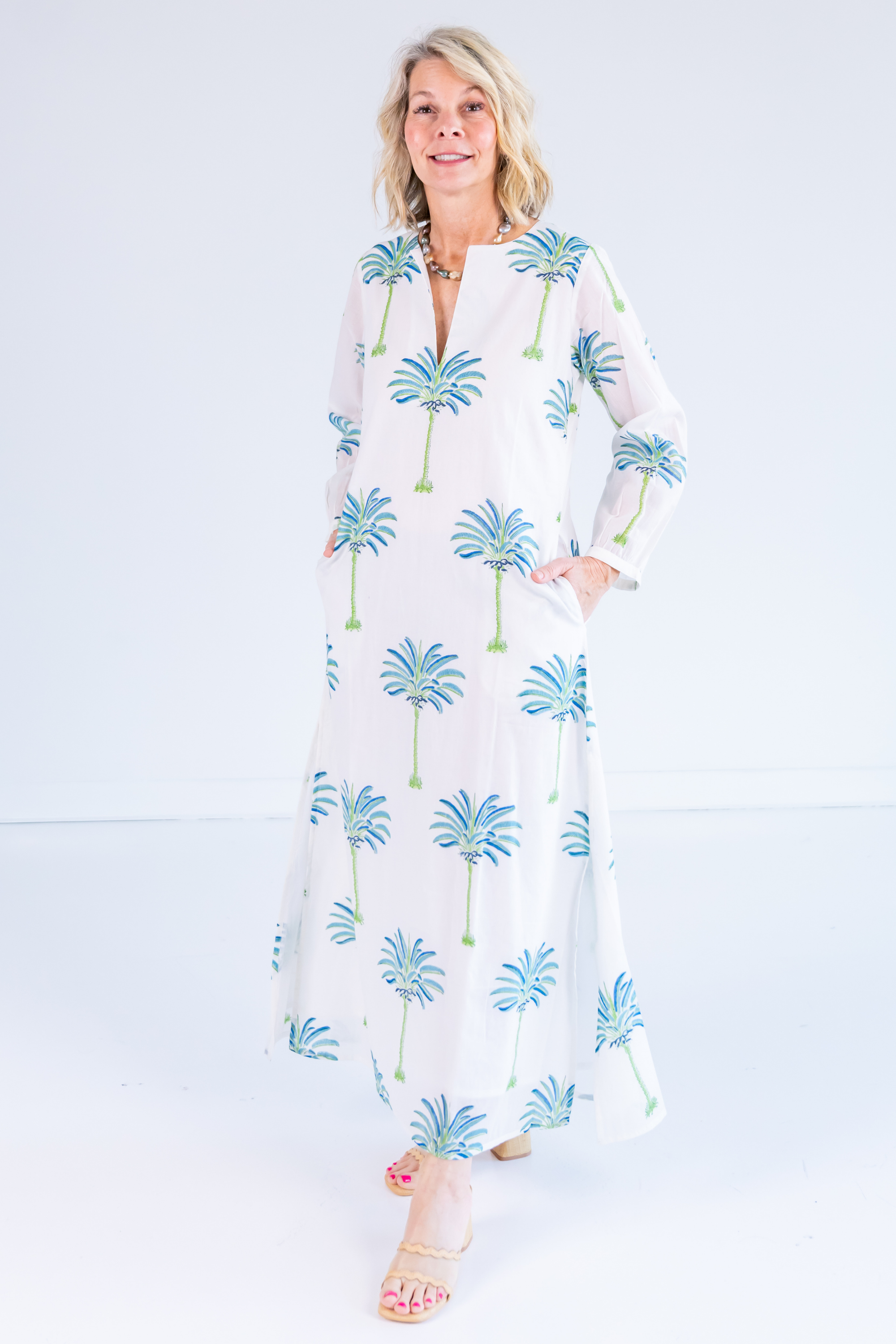 blue palm dress Ester Blue Palm Printed Short Dress | Women's Clothing