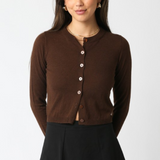 Mickie Lightweight Button Up Cardigan - Brown