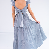 Erin Tie Back Maxi Dress - Mini Stripe Navy