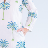 Rafters Long Sleeve Maxi Dress - Palm Tile Blue