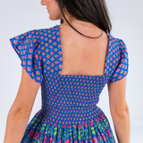 Lil Smocked Mini Dress - Garden Mix Blue Green