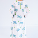 Rafters Long Sleeve Maxi Dress - Palm Tile Blue