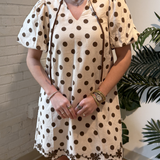Diana Polka Dot Mini Dress - Beige/Brown