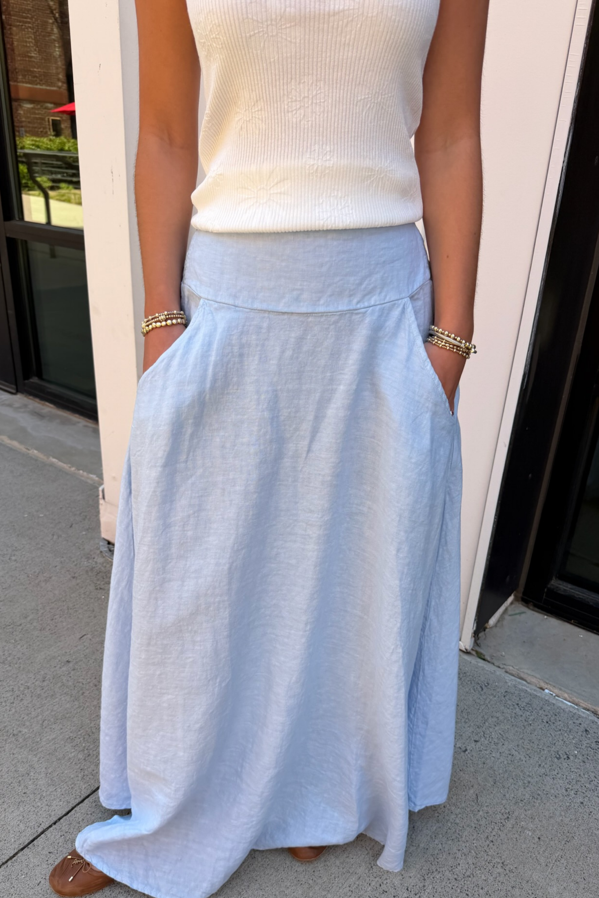 Jasper Linen Maxi Skirt - Sky Blue