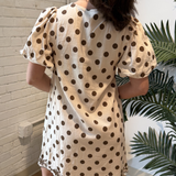Diana Polka Dot Mini Dress - Beige/Brown