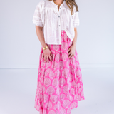 Jane Elastic Waist Maxi Skirt - Shells Bubblegum Hot Pink