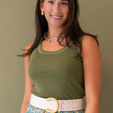 Haley Metallic Knit Tank - Khaki