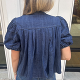 Katy Puff Sleeve Top - Denim