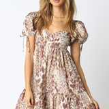 Anna Leopard Babydoll Dress - Leopard