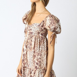 Anna Leopard Babydoll Dress - Leopard