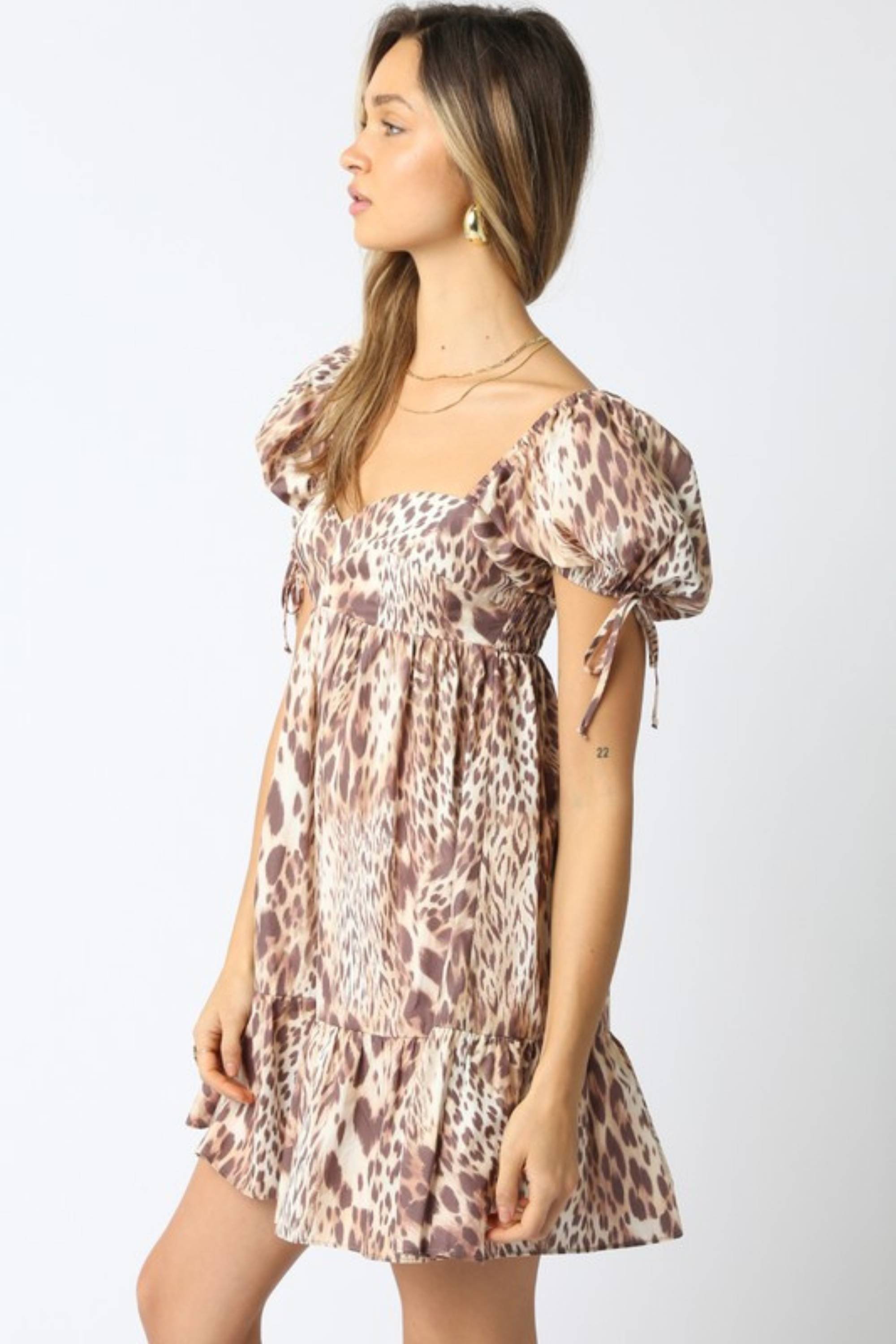 Anna Leopard Babydoll Dress - Leopard