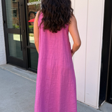 Naomi Mock Neck Linen Maxi - Orchid