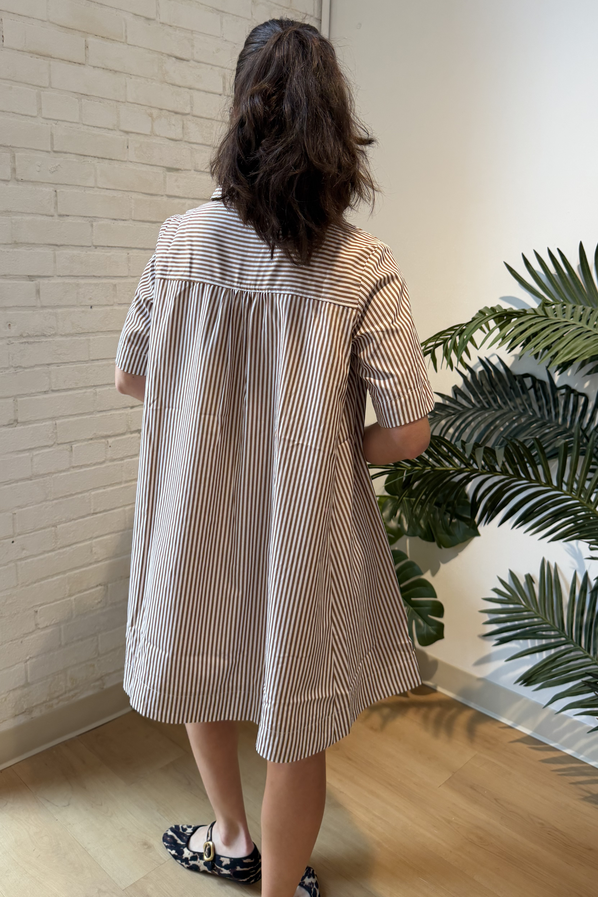 Maisy Stripe Mini Dress - Chocolate/Ivory