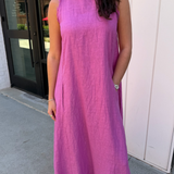 Naomi Mock Neck Linen Maxi - Orchid