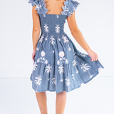 Chloe Scalloped Mini Dress -  Sago Palm Chambray