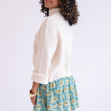 Maya Ribbed High Neck Sweater - Cream