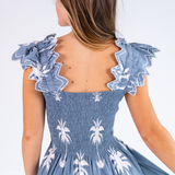 Chloe Scalloped Mini Dress -  Sago Palm Chambray