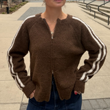 Reba Boucle Varsity Sweater - Brown