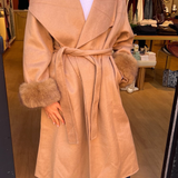 Upper East Side Belted Fur Jacket - Camel