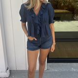 Clover Ruffle Top - Blueberry