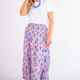 Britt Smocked Maxi Skirt - Hibiscus White