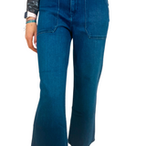 Cargo Pocket Wide Leg Jean - Dark Denim