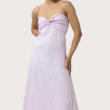 Melody Strapless Linen Maxi Dress - Lilac