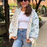 Ditsy Floral Quilted Jacket - Blue