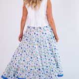 Lucy Smocked Maxi Skirt - Seashells Cornflower