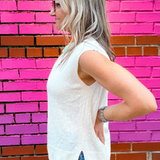 Ali Linen Crest Tank - French Vanilla