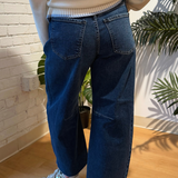 Bina Barrel Jean with Seams - Dark Denim