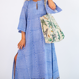 Katharine Bell Sleeve Maxi Dress - Fishnet Cornflower