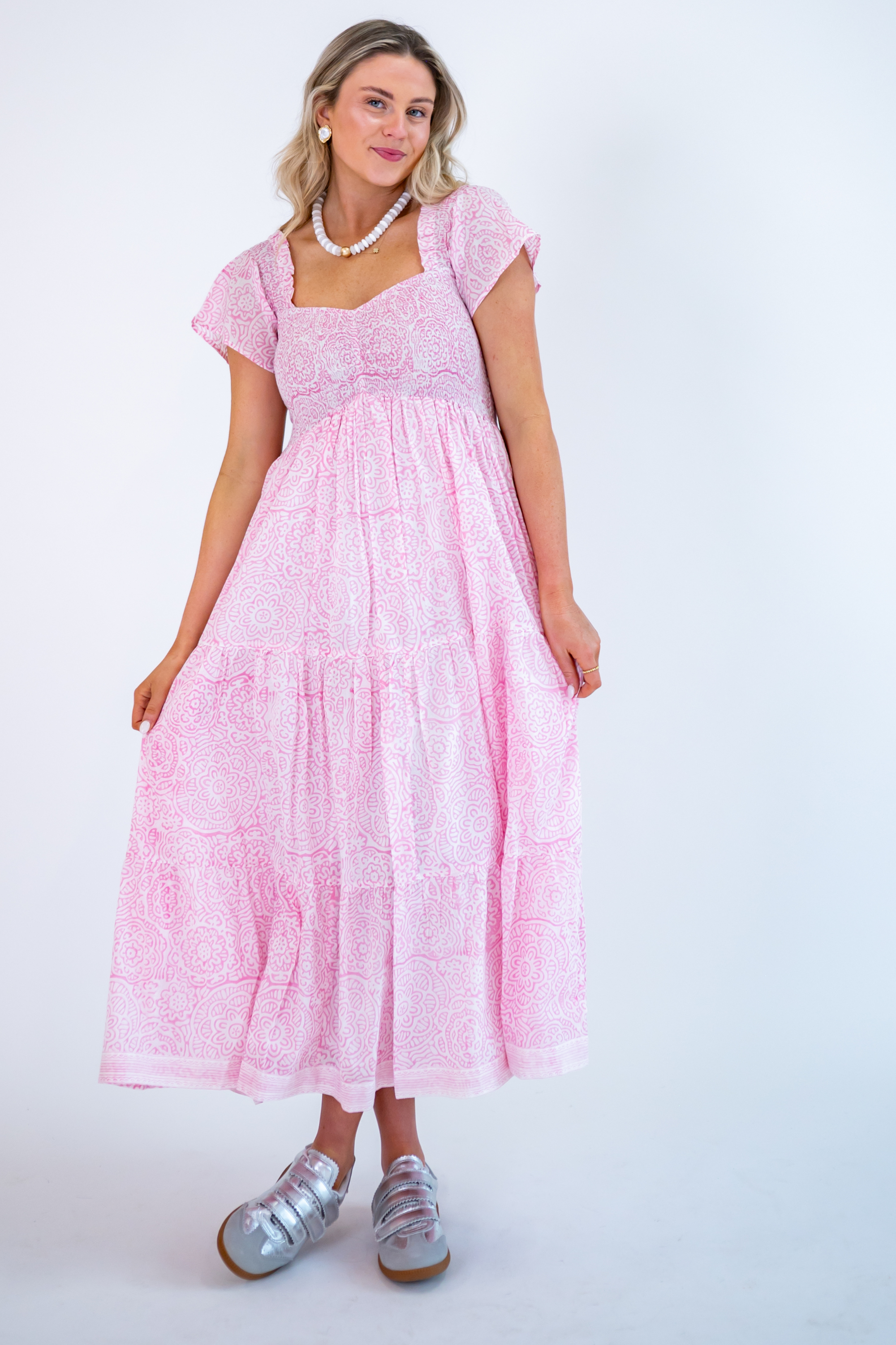 Abby Sweetheart Maxi Dress -Flower Explosion Pink