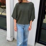 Mia Crewneck Batwing Sweater - Olive