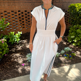 Crisp Contrast Trim Maxi Dress - White
