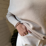 Kee Knit Raw Edge Sweater - Classic Beige