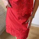 Lina Eyelet Mini Skirt - Red