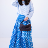 Britt Smocked Midi Skirt - Jellyfish Cornflower