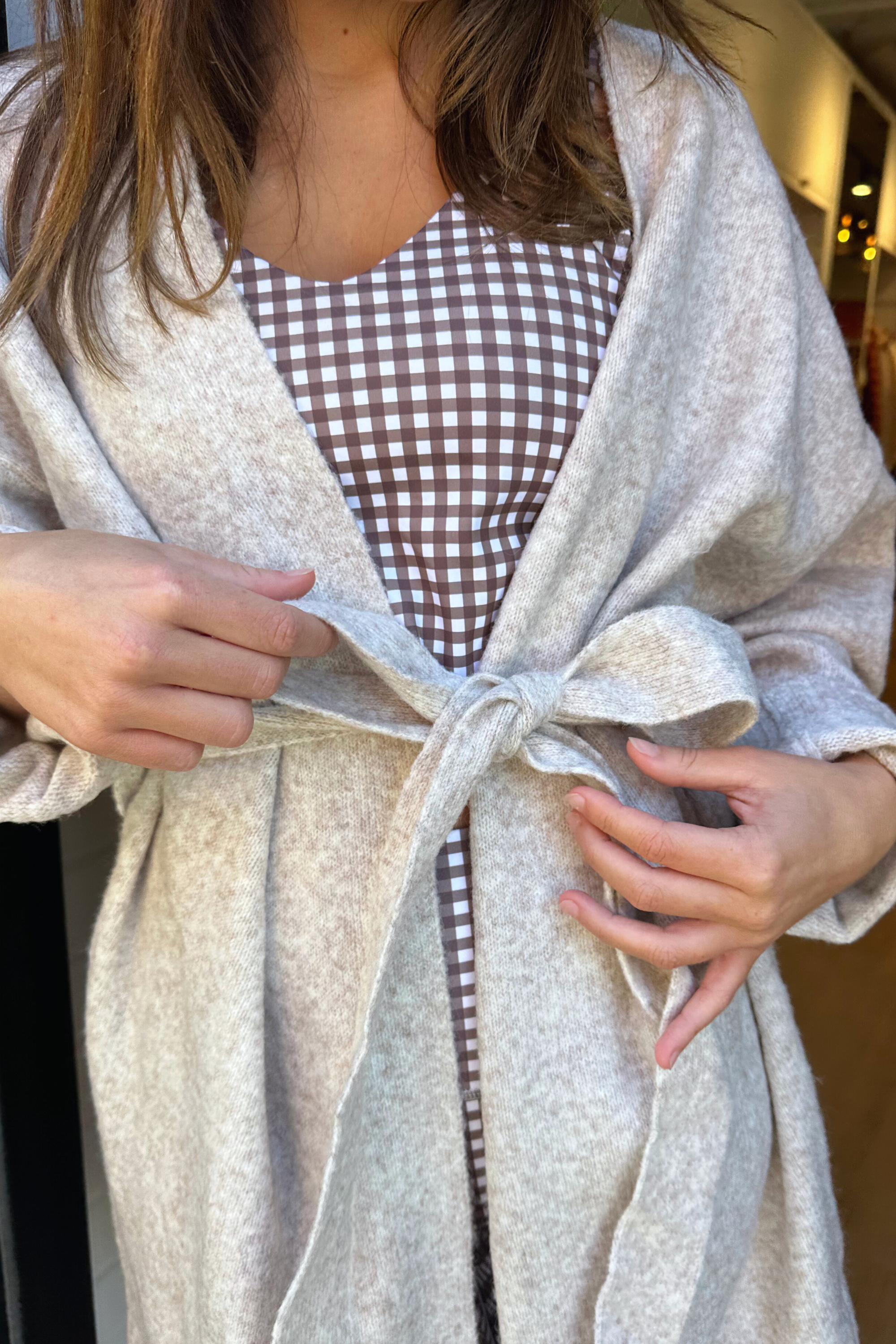 Bea Belted Open Cardigan - Oatmeal