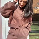 Teddi Fleece Crewneck Sweatshirt - Chocolate