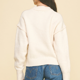 Anna Raw Edge Crew Sweater - Cream