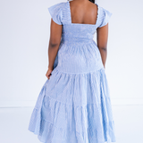 Lil Smocked Maxi Dress - Mini Stripe Cornflower