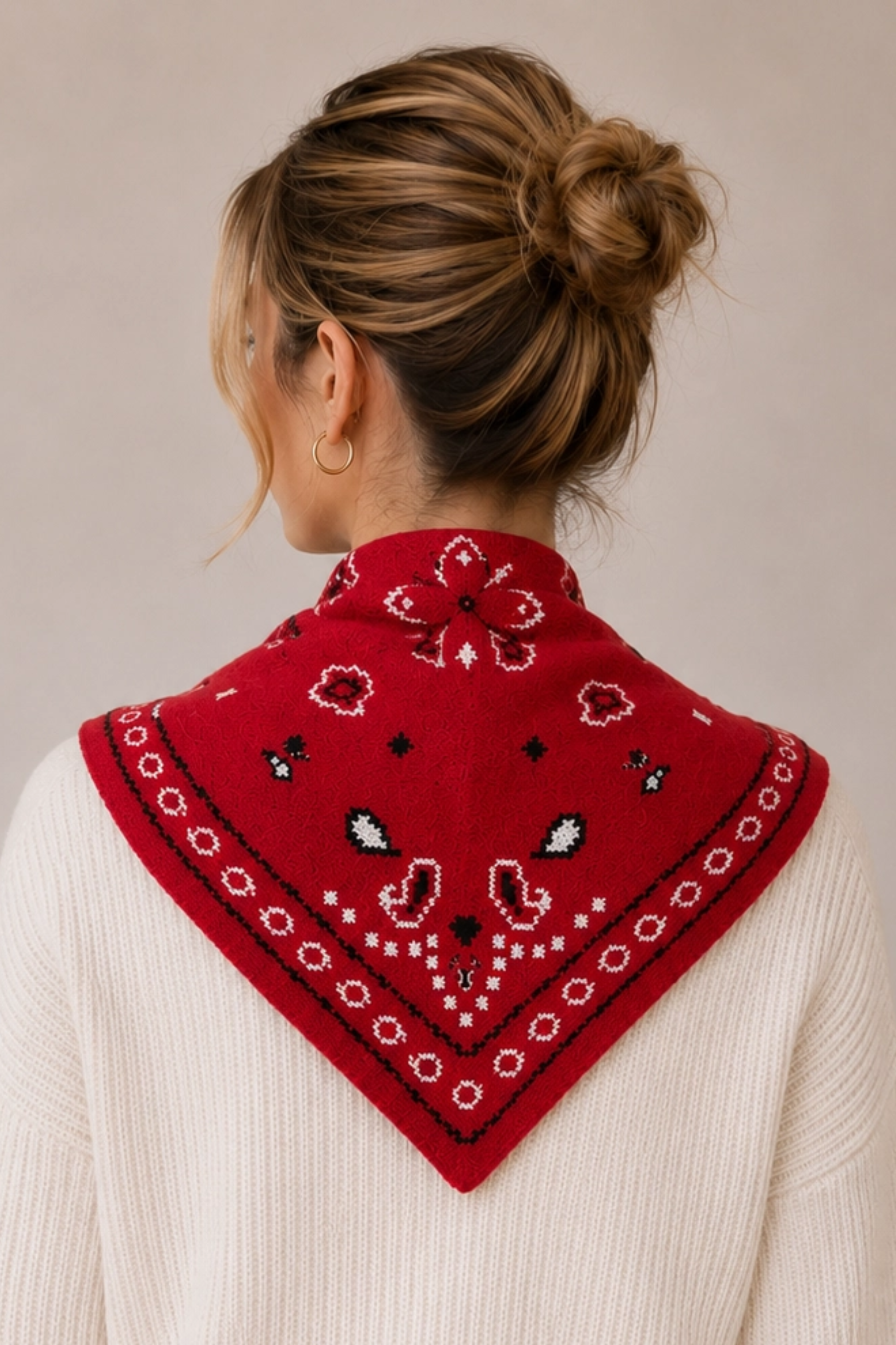 Mia Triangular Bandana Scarf - Red