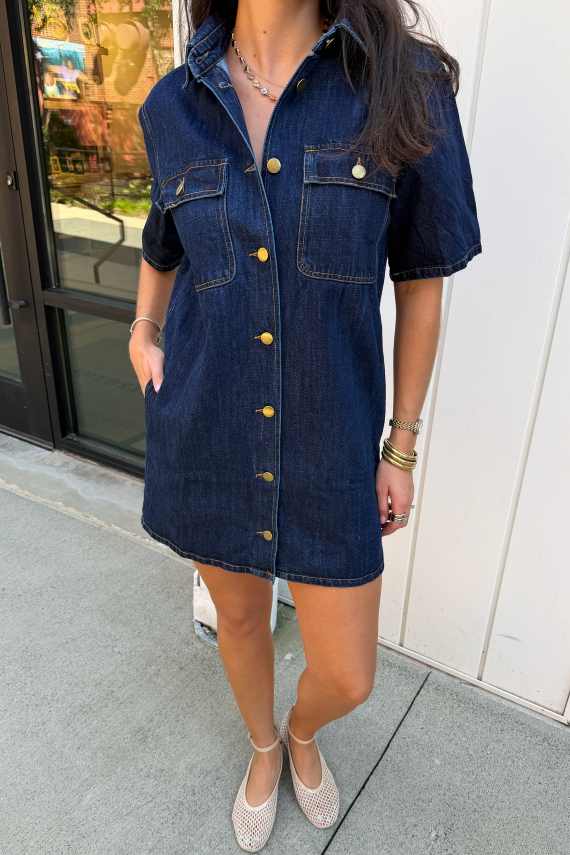 Clark Denim Mini Dress - Dark Denim