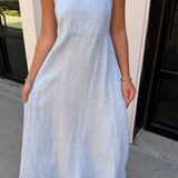 Gracie Linen Maxi Dress - Sky Blue