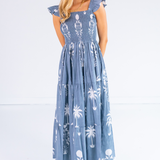 Erin Tie Back Maxi Dress - Sago Palm Chambray