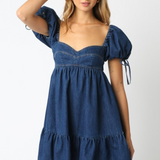 Hanna Denim Babydoll Mini Dress - Denim
