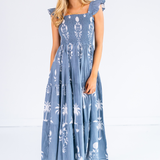 Erin Tie Back Maxi Dress - Sago Palm Chambray
